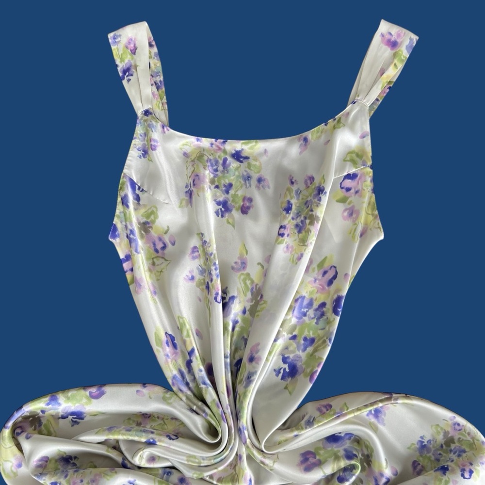 Natori for Saks Fifth Avenue Cream and Purple Floral Print Slip Dress Chemise 1X - Picture 15 of 16